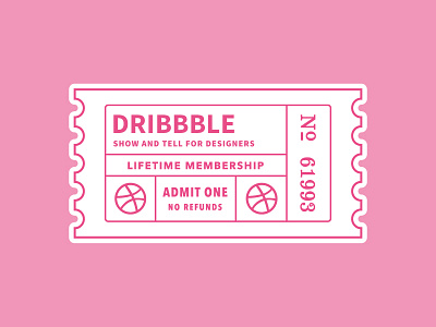 Ticket to Play dribbble invite pink sticker ticket