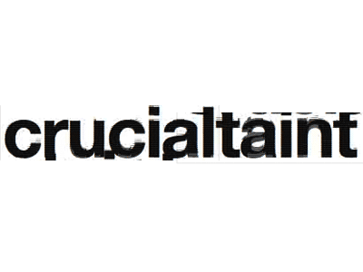 crucial taint algorithmic distressed logo type typography