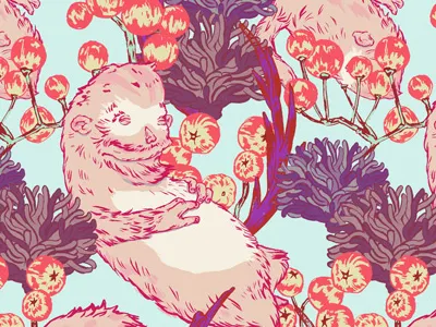 Monster patterns berries berry monster pattern patterns pink plants