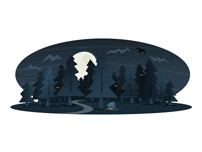 Dark Forest dark eyes forest monsters moon night path tree trees walk wood