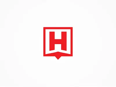 "here" Icon brand design estate here house icon logo mark real red