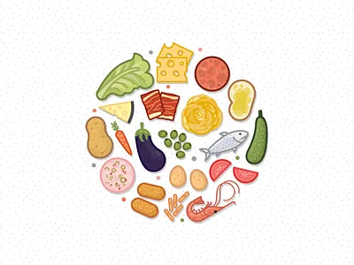 Fffood cheese deli fish food ham illustrator lettuce miguelcm shrimp tomato