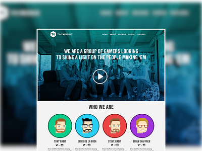 TinyMissile About page mockup circles color game gradient indiegames site tinymissile video website