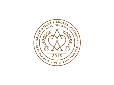 A<3A Wedding Stamp a badge heart laurel marriage monogram monoline save the date seal stamp wedding