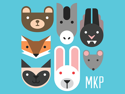 Bear & Friends animals bat bear bunny cat cute donkey fox illustration mouse rabbit vector