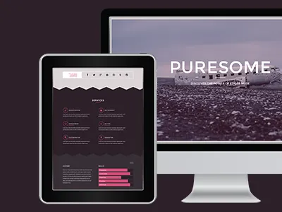 Puresome - OnePage Muse Template adobe muse clean design envato modern muse pink pure template themeforest web webdesign