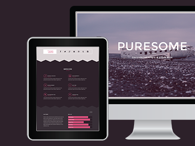 Puresome - OnePage Muse Template adobe muse clean design envato modern muse pink pure template themeforest web webdesign