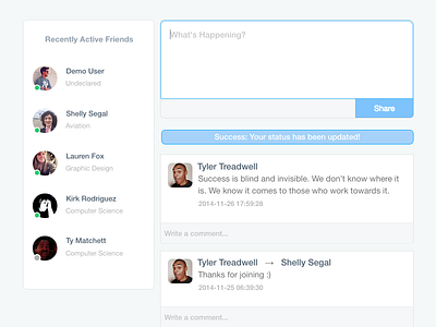 Success Status Update UI flat redesign social ui ux