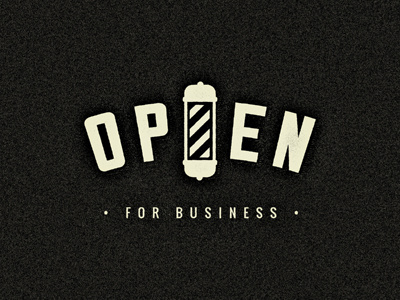 Open barbershop header lettering minimal vintage