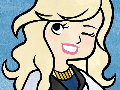 Joy caricature cartoon illustration painted retro textured