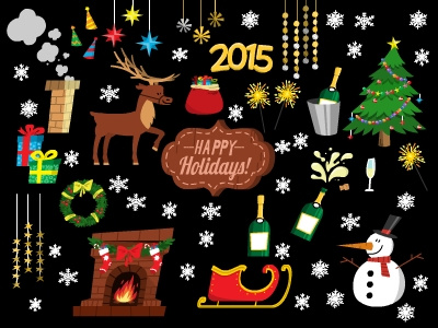 2015 animals holiday illustration