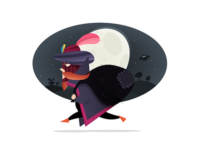 Evil Magician bat fairy tales illustration magician moon night po run stolen thief