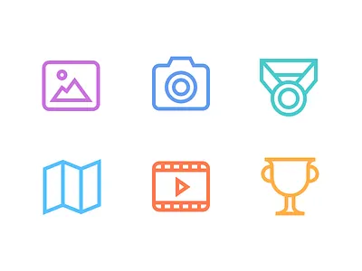 Randoms 3 camera icons image justas map medal outline icons photo pic trophy video