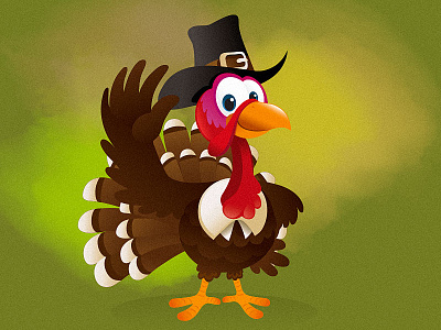 Pilgrim Turkey cartoon character children cute funny illustration juvenile pilgrim thanksgiving turkey vector