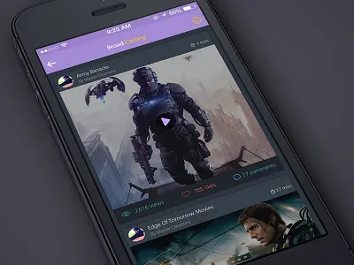 Broad Casting app design broad casting comment like master creationz player post serial video video player