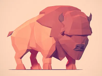 Low Poly Buffalo 3d animal blender buffalo game low poly zbrush