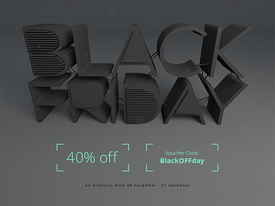 Black Friday 3d black code designconnected discount friday off text tipography voucher