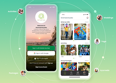 Gramaaranyaka Concept - Mobile App adventure activities mobile app adventure mobile app concept mobile app dayouting mobile app family dayout trip figma design app mobile app mobile app design ui ux