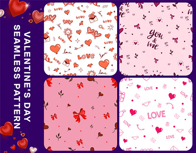 Valentines day seamless pattern template 14 branding couple creative day design february graphic design heart illustration love marketing pattern seamless social media special ui valentines day