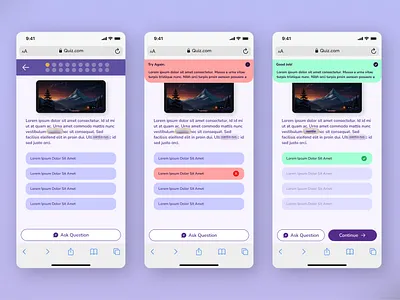 Quiz UI - Light Mode graphic design illustration mobile app ui ux