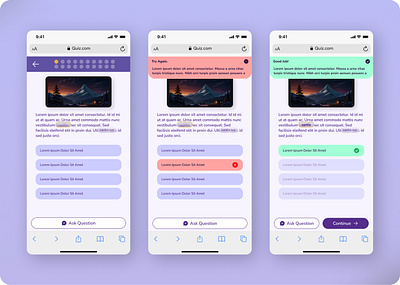 Quiz UI - Light Mode graphic design illustration mobile app ui ux