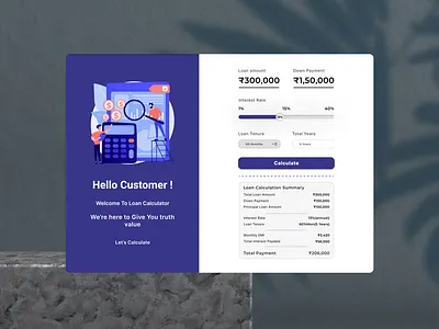 Creative Loan Calculator aesthetic calculator creative figma ui design ui ux design