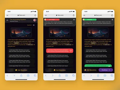 UI Quiz - Dark Mode artificial intelligence graphic design illustration mobile app ui ux