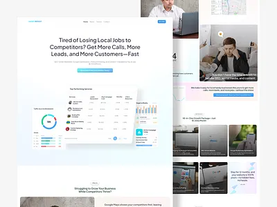 HandyBoost - Digital Marketing Agency Landing Page agency branding clean design digital figma gradient landing marketing page seo ui ux website white