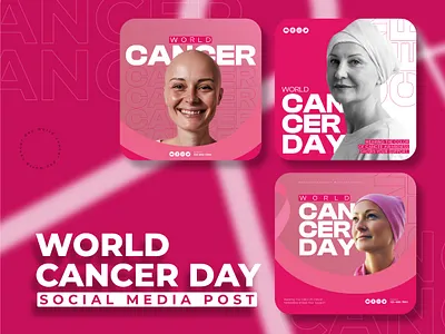 World Cancer day social media posts collection branding cancer collection creative day design graphic design health marketing pink post posts social media social media posts ui woman world