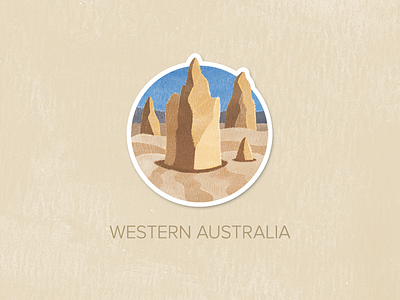 Day Fifty-Two: Western Australia badge icon illustration painted pin textured watercolour