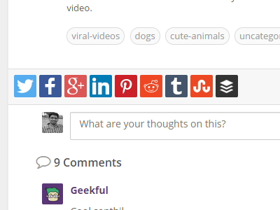 Social Share Buttons - Geekful dribbble geekful github google google plus share social stumbleupon tumblr twitter