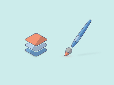 Brushes and layers blue brush icon icons illustration layers orange photoshop tools