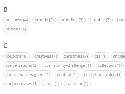 Tags List Design for Geekful designer developer dribbble follow geek geekful github google news share signup twitter