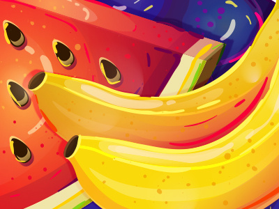 Fruit Hunter banana fruits game grape illustration water melon