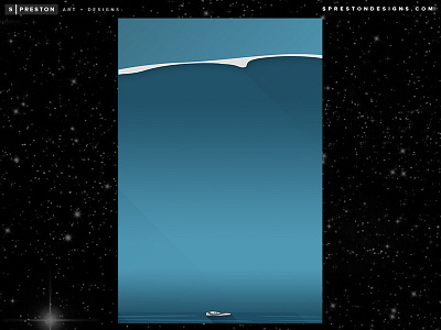 Minimalist Interstellar art illustration minimalist movieposter ocean poster scifi spaceship wave