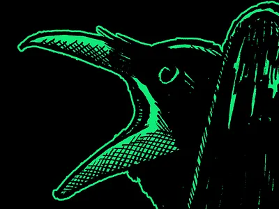 Death is callin' cross hatching crow illustration punk