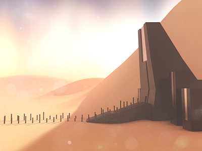 Desert Monument WIP 3d c4d desert landscape low poly monument