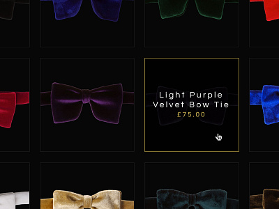 Velsvoir Bow Ties store hover black bow tie dark ecommerce menswear site launch store