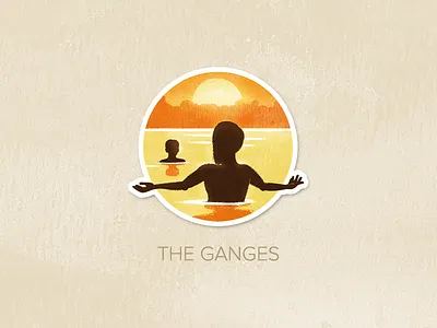 Day Fifty-Four: The Ganges badge icon illustration painted pin textured watercolour