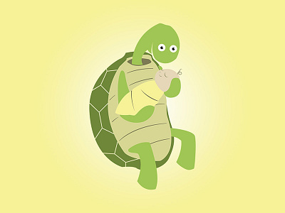 Turtle Holding Baby baby branding comp digital illustration simple turtle