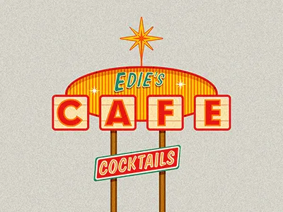 Vintage Cafe Sign american cafe icon retro sign vintage