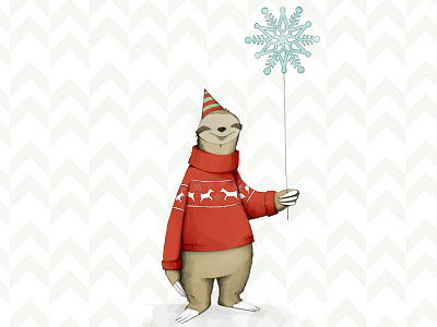 Christmas Melvin animal character childrens illustration christmas drawing hand drawn party sloth