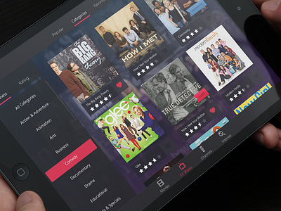 VOD service - tablet interface ios ipad tablet video vod