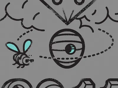 One chill bee airbrush bee design hive illustration lines sunglasses texture vector