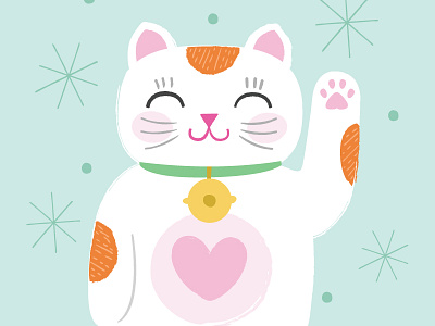 Lucky Kitty cat cute feline illustration kitten kitty lucky cat robin sheldon