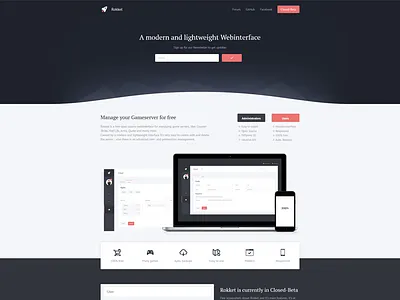 Rokket - Gameserver webinterface cms gameserver interface landing rokket showcase ui webinterface website