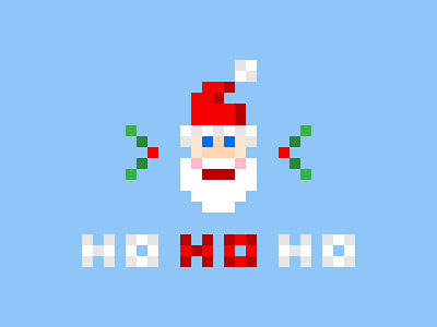 8-Bit Santa 8 bit christmas ho ho ho holiday holly illustration pixel art pixels santa squares type