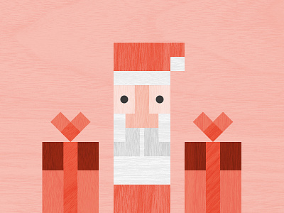Santa and Gifts blocks christmas geometric gifts holiday illustration repetition santa shape texture wood wood grain