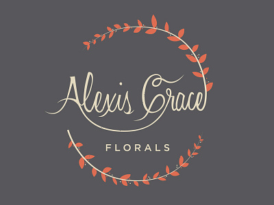 Alexis Grace Florals crest design floral flowers lettering logo typography vector