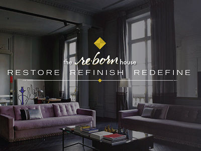 the re•born house logo / hero banner branding hero banner hero image logo mockup upholstery wip